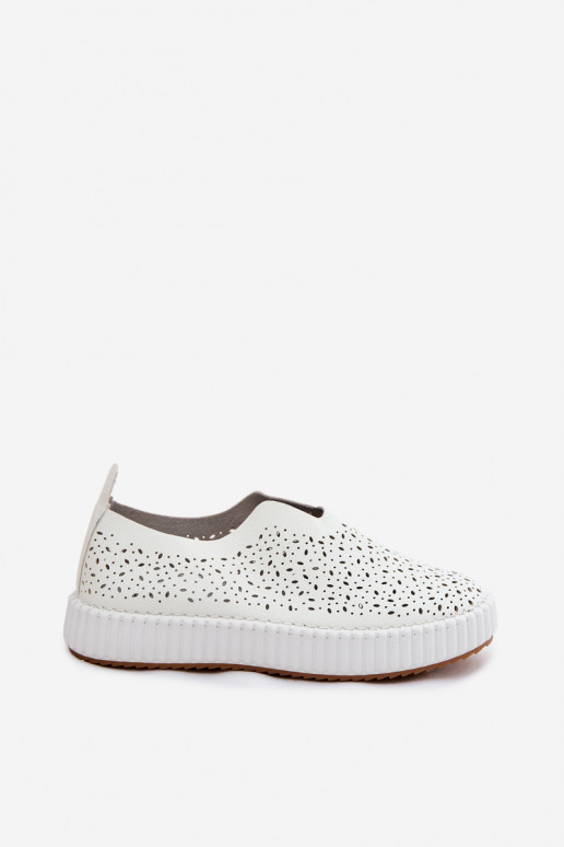 Chaussures à enfiler avec éléments en dentelle et plateforme en blanc Glamma