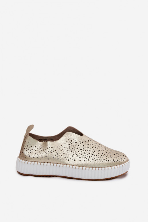 Chaussures à enfiler avec éléments en dentelle et plateforme en or Glamma