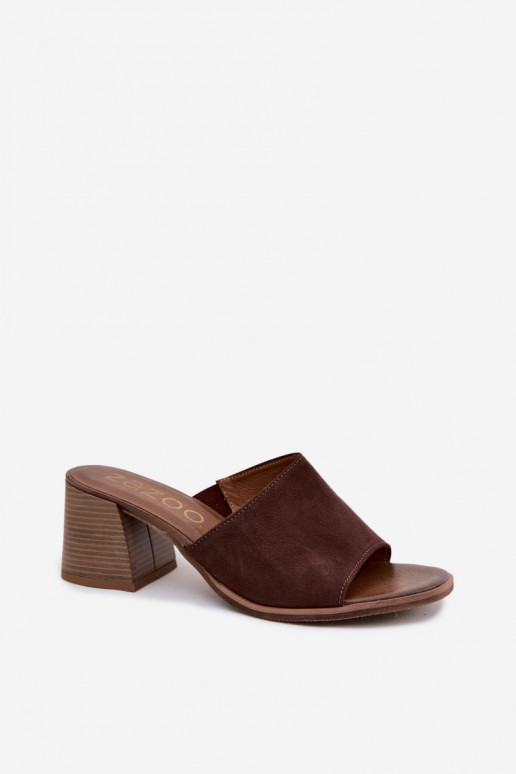 Peau Chaussons femme en daim avec des talons Zazoo 40519 CzekoladoÀe