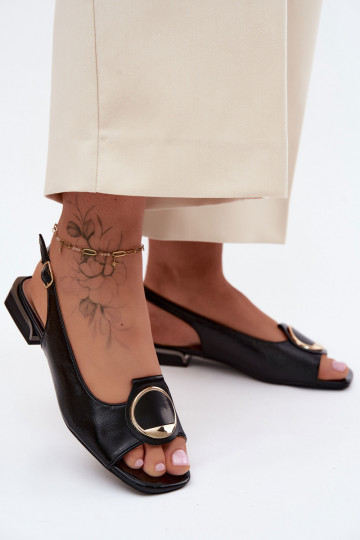 Sandales pour femmes avec des talons larges avec des ornements couleur noire Glima 2