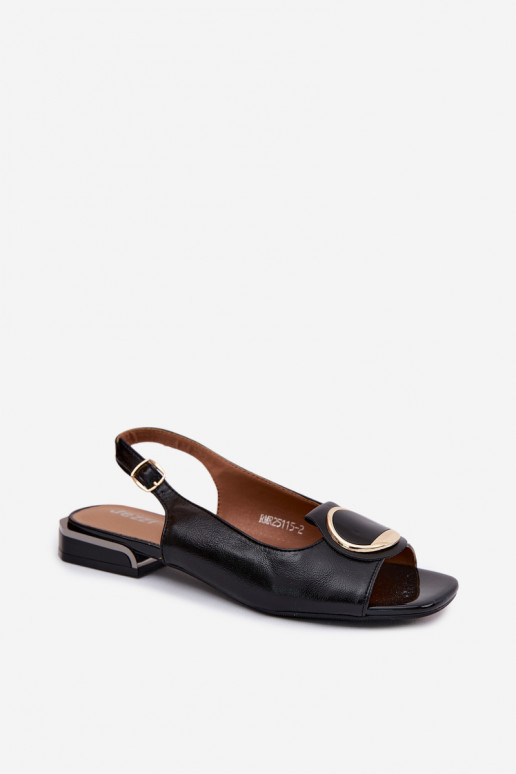 Sandales avec talons larges et ornements en noir Glima