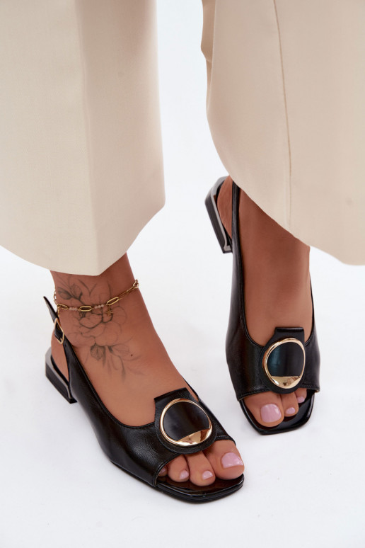 Sandales avec talons larges et ornements en noir Glima