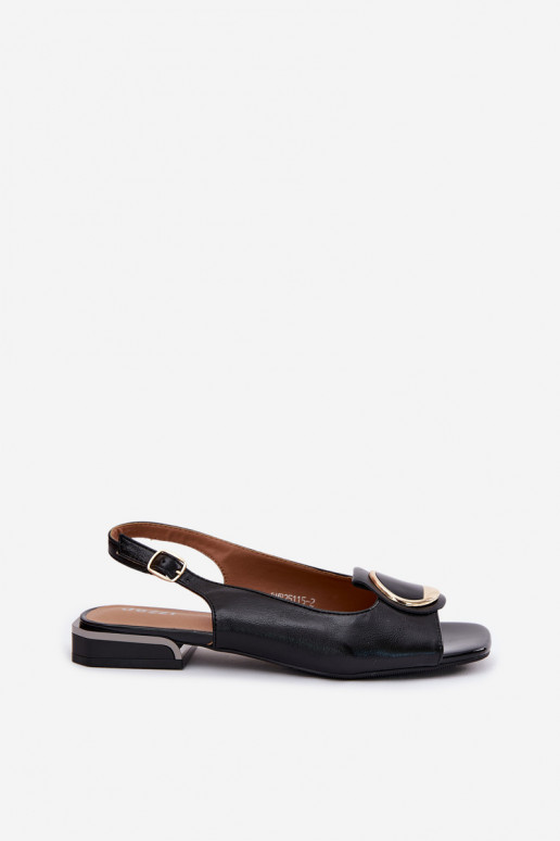 Sandales avec talons larges et ornements en noir Glima