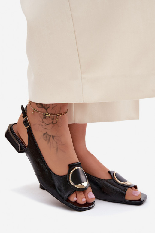 Sandales avec talons larges et ornements en noir Glima