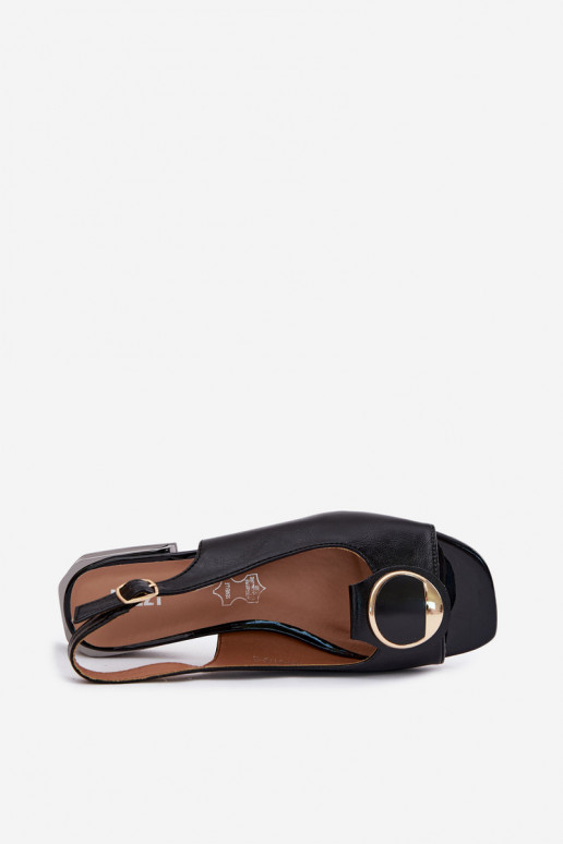 Sandales avec talons larges et ornements en noir Glima