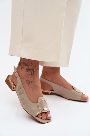 Sandales pour femmes avec des talons larges avec des ornements couleur dorée Glima 2