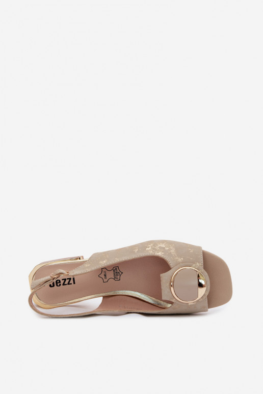 Sandales avec talons larges et ornements en or Glima