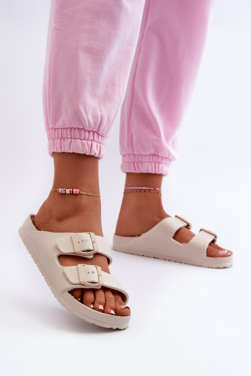 Sandales pour femmes avec mousse et boucles couleur sable Luciene