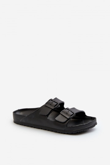 Chaussons pour hommes  Pantoufles légères avec boucles couleur noire Avatara
