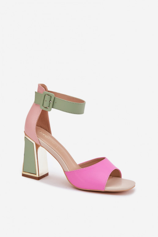 Sandales à talons hauts pour femmes au style élégant en rose et vert Rosazara