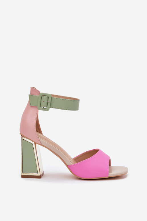 Sandales à talons hauts pour femmes au style élégant en rose et vert Rosazara