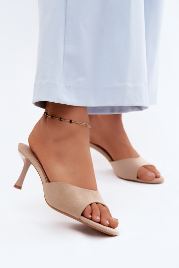 ChaussonsImitacji en daimu avec des talons fins beige Melissea 2