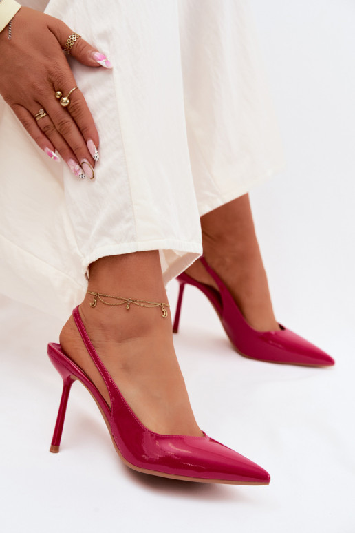 Sandales à talons hauts roses en cuir verni Calera