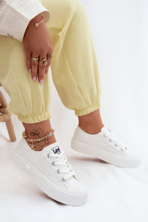avec des motifs de dentelle Chaussures de loisirs avec une plateforme LEE ISLA LACE DANSOMEN LODANS 50261003.1FG couleur blanche