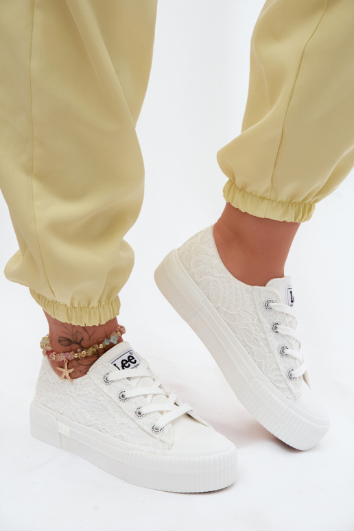 avec des motifs de dentelle Chaussures de loisirs avec une plateforme LEE ISLA LACE DANSOMEN LODANS 50261003.1FG couleur blanche