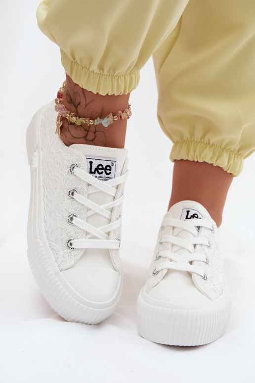 Chaussures décontractées avec motifs en dentelle et plateforme LEE ISLA LACE INOMEN LOIN 50261003.1FG en blanc
