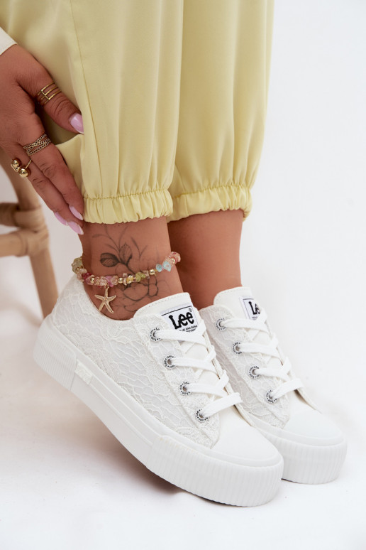 avec des motifs de dentelle Chaussures de loisirs avec une plateforme LEE ISLA LACE DANSOMEN LODANS 50261003.1FG couleur blanche
