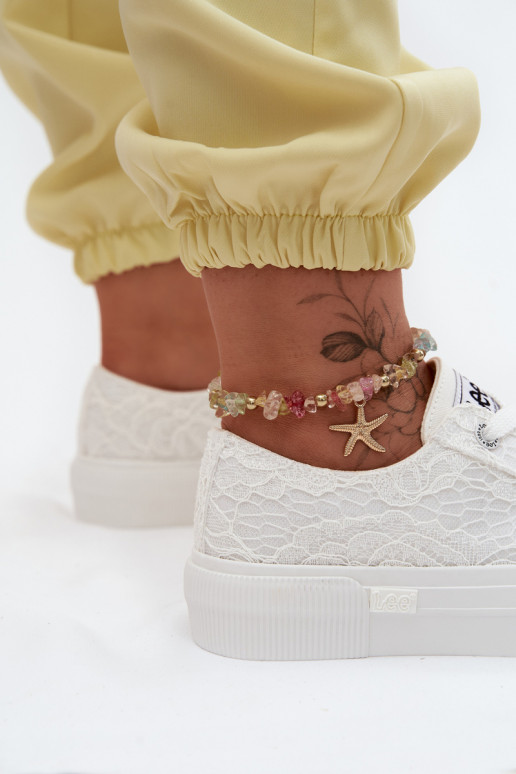 avec des motifs de dentelle Chaussures de loisirs avec une plateforme LEE ISLA LACE DANSOMEN LODANS 50261003.1FG couleur blanche