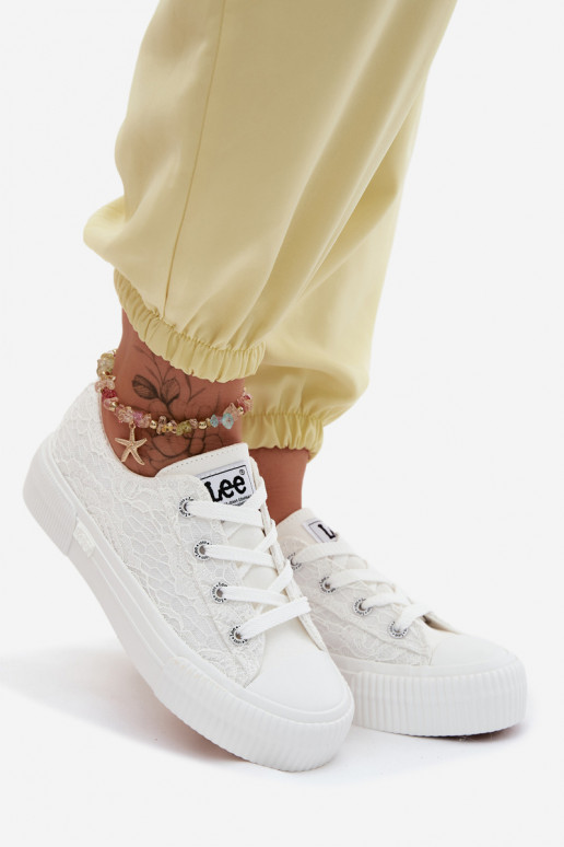 Chaussures décontractées avec motifs en dentelle et plateforme LEE ISLA LACE INOMEN LOIN 50261003.1FG en blanc
