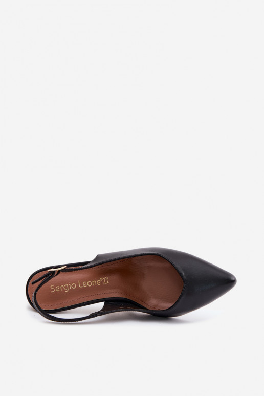 Sandales pour femmes Activé Smukłym Obcasie Sergio Leone SK158 couleur noire