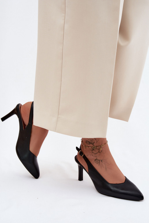 Sandales pour femmes Activé Smukłym Obcasie Sergio Leone SK158 couleur noire