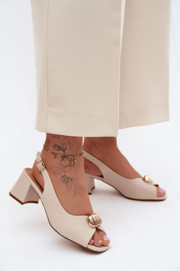 Sandales pour femmes Ze couleur doréem Detalem Obcas Słupek Sergio Leone SK159 beige 2