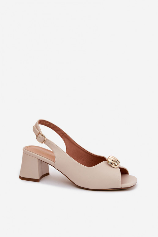 Sandales pour femmes avec détails dorés sur un talon bloc Sergio Leone SK159 couleur sable