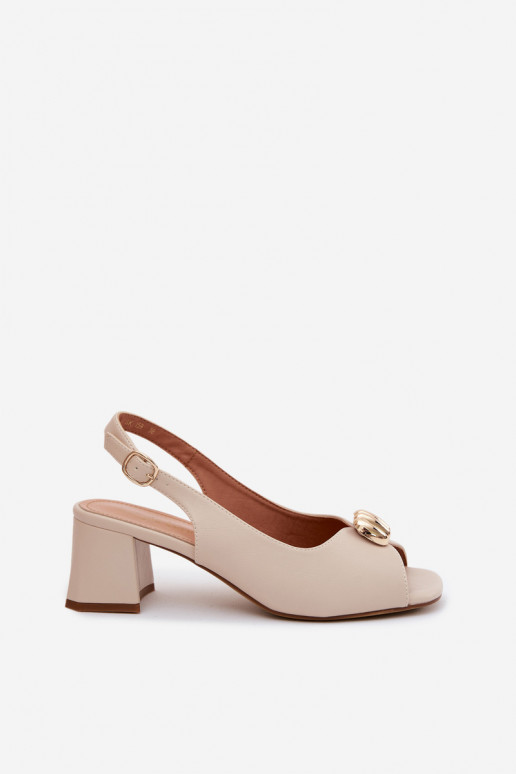 Sandales pour femmes avec détails dorés sur un talon bloc Sergio Leone SK159 couleur sable