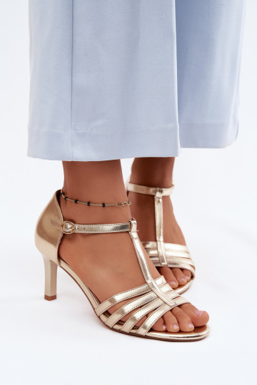 Sandales pour femmes avec lanières sur talon fin Sergio Leone SK132 en or