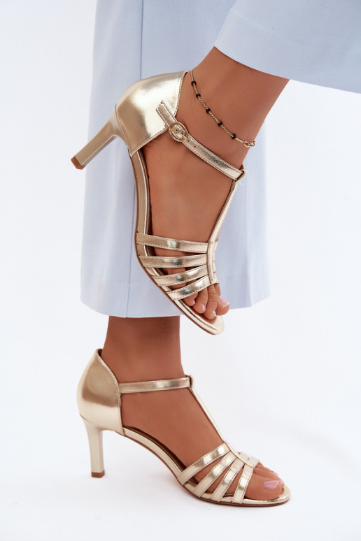 Sandales pour femmes avec lanières sur talon fin Sergio Leone SK132 en or