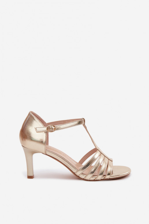 Sandales pour femmes avec lanières sur talon fin Sergio Leone SK132 en or