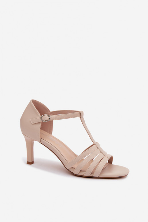 Sandales pour femmes avec des brides sur un talon fin couleur sable par Sergio Leone