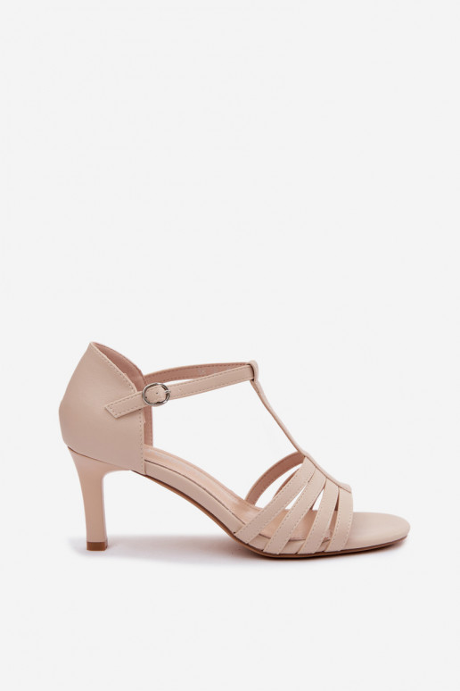 Sandales pour femmes avec des bandes Activé Smukłym Obcasie Sergio Leone SK132 beige