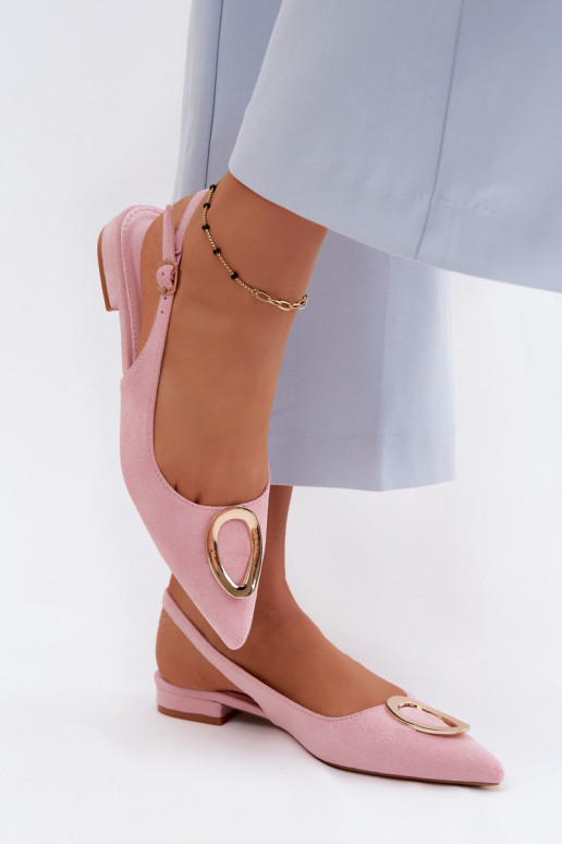 Sandales pour femmes avec des talons larges avec des ornements couleur rose Sparkle