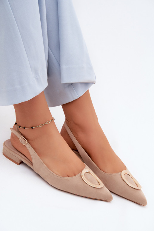 Sandales pour femmes avec des talons larges avec des ornements beige Sparkle