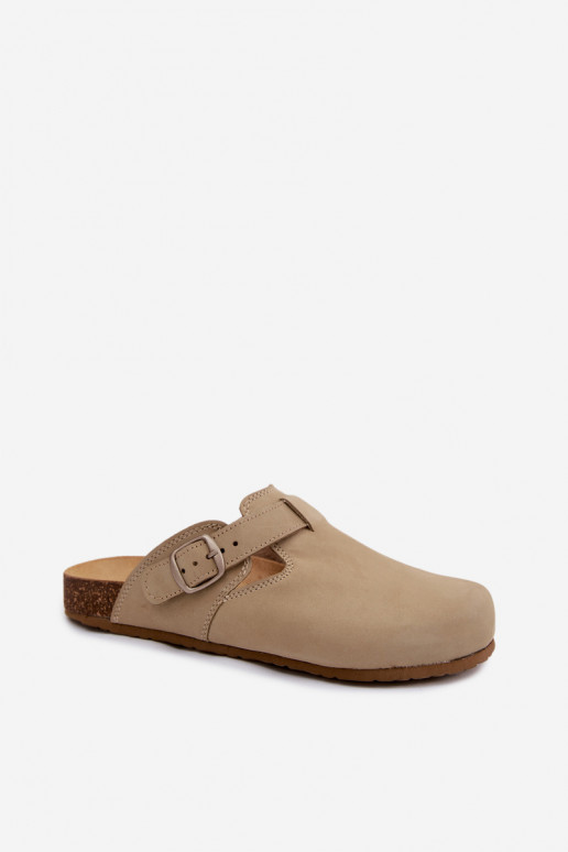 Chaussons en cuir Mule avec boucles de couleur pistache par Zazoo