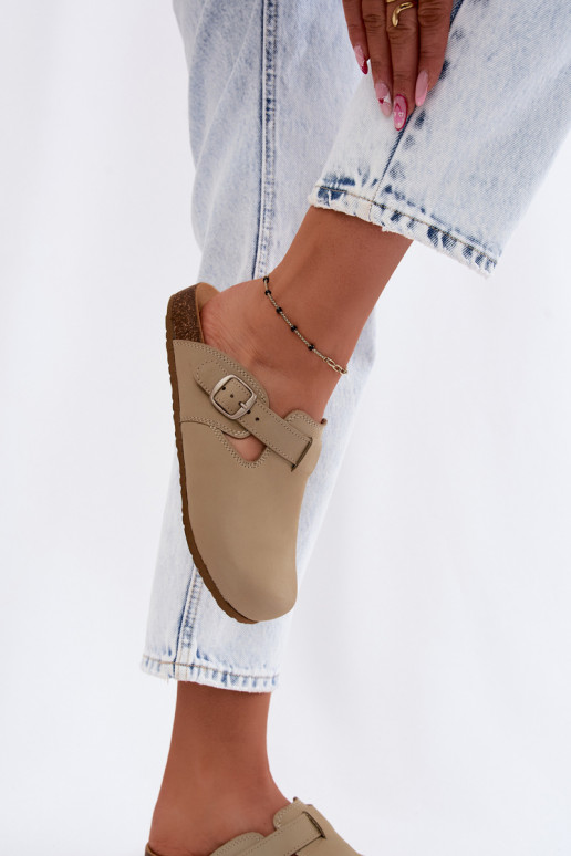 Pantoufles en cuir Mule avec boucles Zazoo 1905 PistacjoÀe