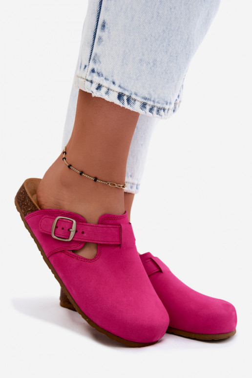 Pantoufles en cuir Mule avec boucles Zazoo 1905 couleur rose