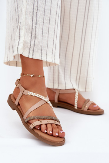 Sandales plates avec brides en ivoire Vinceza 17379 2