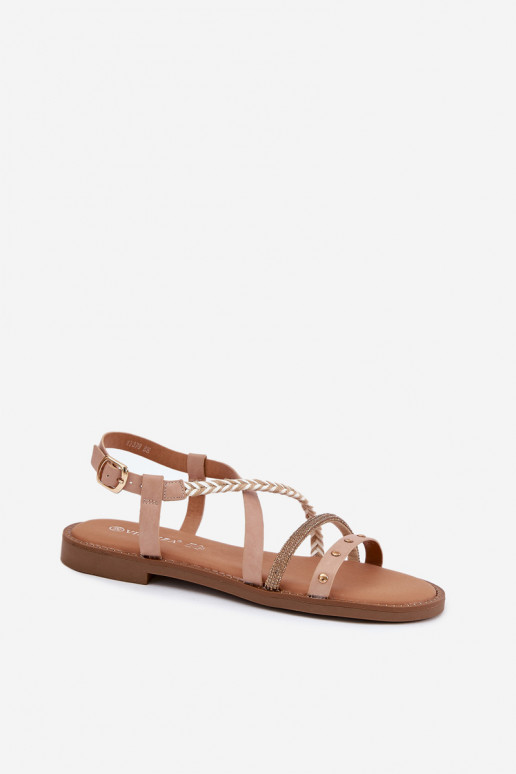 Sandales plates avec brides en ivoire Vinceza 17379