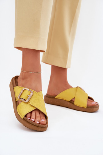 Chaussons en cuir jaunes pour femmes avec boucles Inblu ED0003IU 2