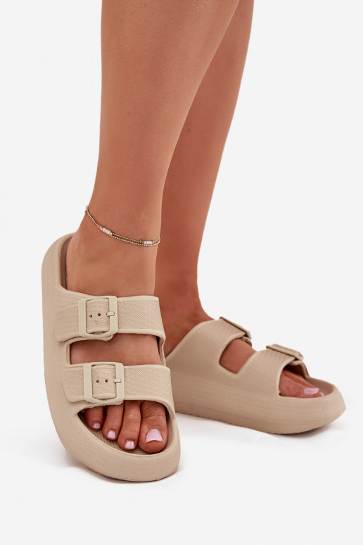 Pantoufles légères Pantoufles pour femmes avec boucles Vinceza 76056 beige