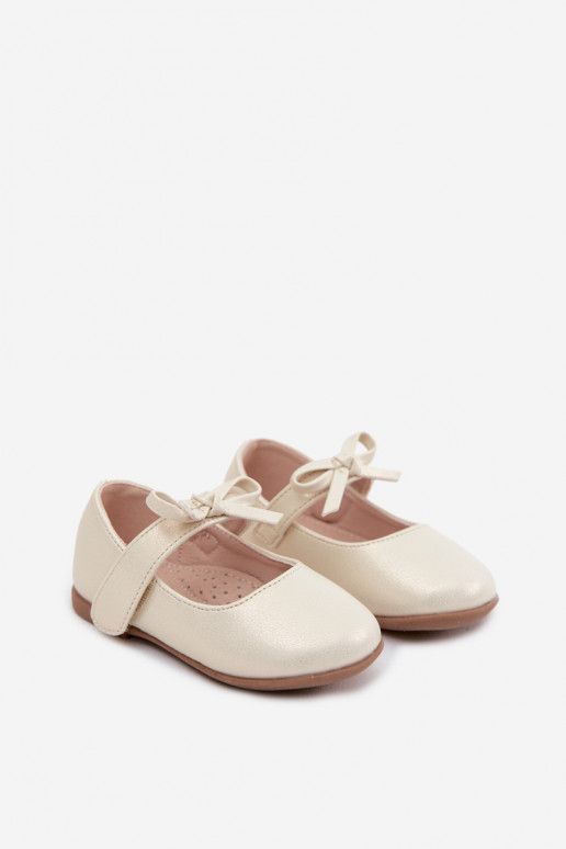 ballerines Puéril avec attaches adhésives avec des rubans beige Drippy