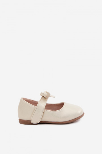 Ballerines pour enfants avec fermetures adhésives et nœuds couleur sable Drippy 2