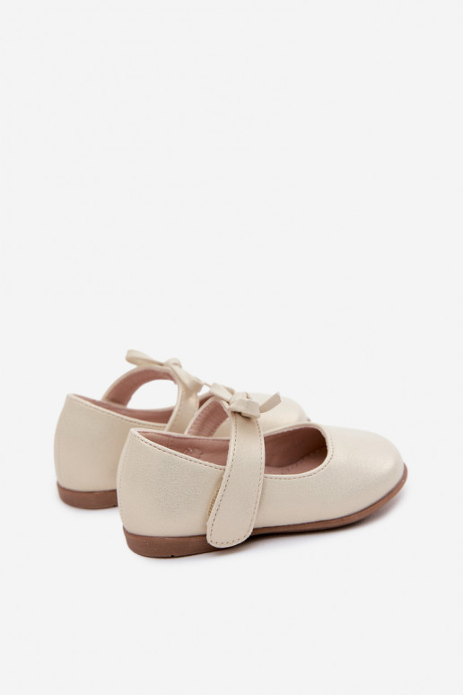 Ballerines pour enfants avec fermetures adhésives et nœuds couleur sable Drippy