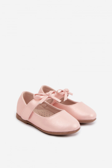 Ballerines pour enfants avec fermetures adhésives et nœuds couleur rose Drippy