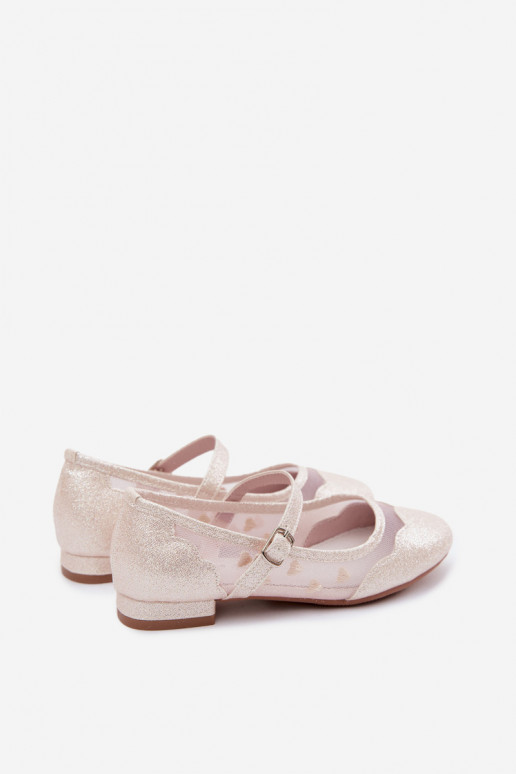 Ballerines brillantes Dla DzieÀczynek grille avec des coeurs beige Binky