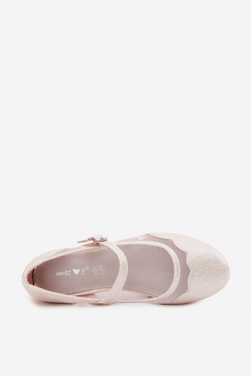 Ballerines brillantes Dla DzieÀczynek grille avec des coeurs beige Binky