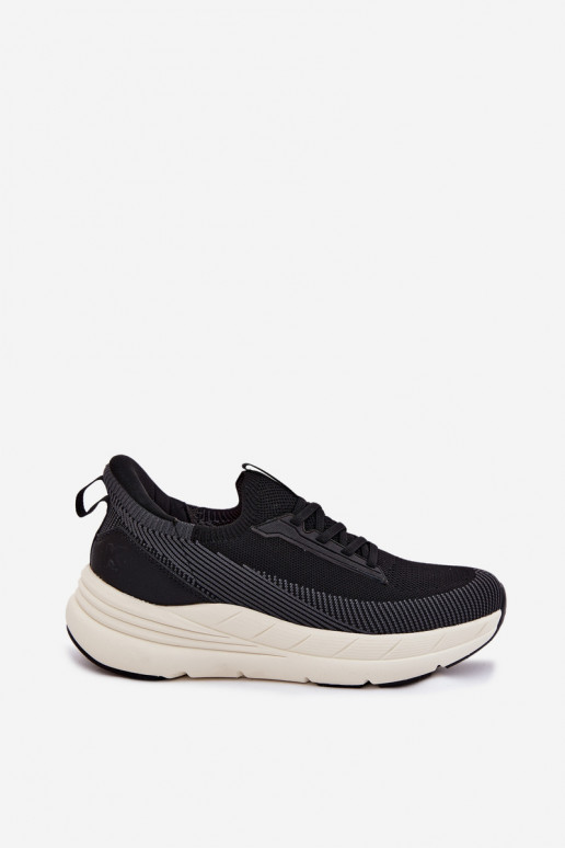 Chaussures de sport pour hommes à enfiler avec plateforme Kobbo 102421 couleur noire