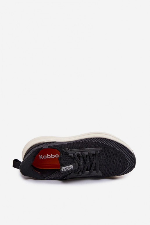 Chaussures de sport pour hommes à enfiler avec plateforme Kobbo 102421 couleur noire